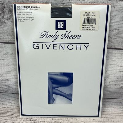 GIVENCHY 212 French Ultra Sheer Jet Black Size C Light Control Top Pantyhose