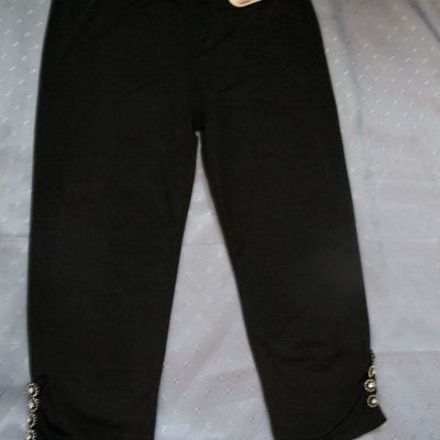 LEGGINGS/ELASTIC PANTS BLACK CROPPED,CAPRI RHINESTONE WOMEN S,SMALL,M,MEDIUM,2-4