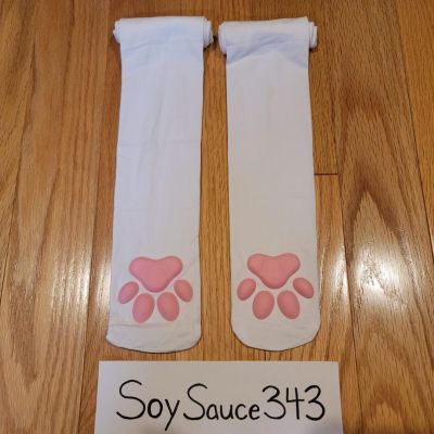 WOMEN'S CAT PAW PAD BOTTOM 3D COSPLAY SOCKS KAWAII CUTE THIGH HIGH STOCKINGS