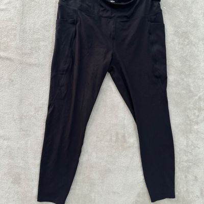 Athletic Works Womens Black Solid Pull On Leggings Pockets Size 2XL