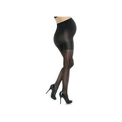 ASSETS  BY SPANX MARVELOUS MAMA MATERNITY TIGHTS Size 1  BLACK OPAQUE STRIPE