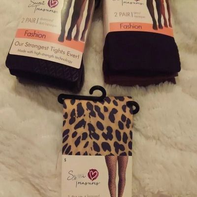 Tights Lot- Secret Treasures Tights, Leopard Print, Geo, Opaque, Diamond Dot SM