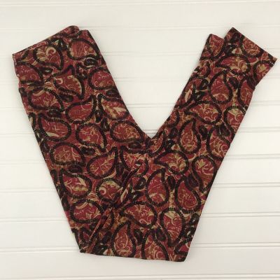 NWT LulaRoe OS Paisley Red Black Pattern Leggings One Size LLR