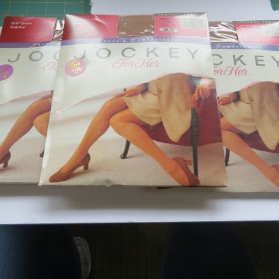 3 Vtg Pairs Jockey For Her med-tall beige ConTROL TOP Pantyhose Sandalfoot, 1994