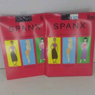 2 Spanx By Sara Blakely The Original Footless Control Top Pantyhose Size D Black