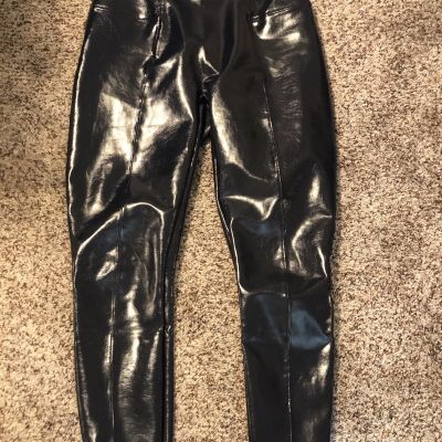 Spanx Faux Patent Leather Leggings Navy Size Large