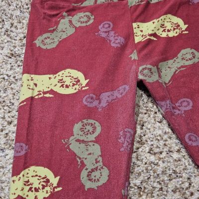 LULAROE Leggings Maroon Motorcycle One Size Excellent Condition SOFT