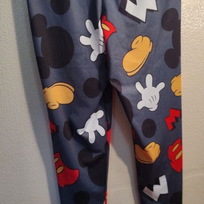 Disney Character Mickey Mouse Stretchy Leggings Size Medium Gray Mickey Ears