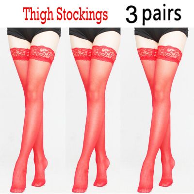 Woman's 3 Pairs Lace Stockings Thigh High Socks Hot Fashion Sexy Hosiery