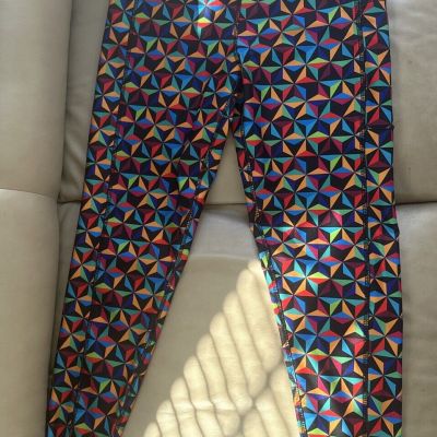 Disney Epcot Brand Leggings Parks Geometric Black Size Medium