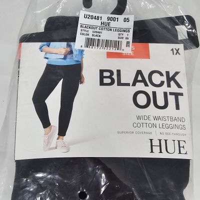 HUE Wide Waistband Blackout Cotton Leggings Plus Size 1X New