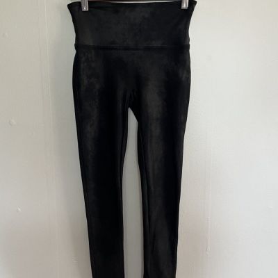 Women’s Spanx Faux Black Leather Leggings Pants Size Medium