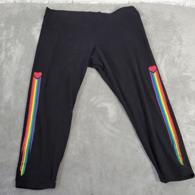 Torrid Womens Pants 3 3X Leggings Capri Black Rainbow Stripe Activewear Exercise