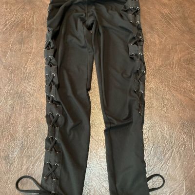 Women's Jrs. Size S CLOUD CHASER Side Lace up Pants Leggings Activewear Black