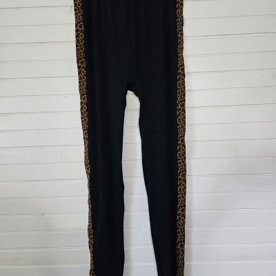 Lane Bryant Leopard Stripe Black High Waisted Leggings Stretchy Size GH