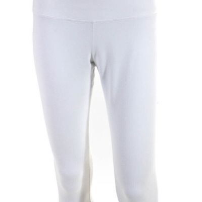 Lysse Womens Elastic Waistband Mid Rise Capri Leggings White Cotton Size Medium