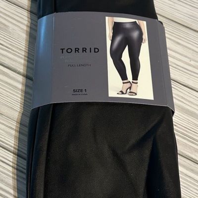 Torrid Faux Leather Full Length Black Platinum Leggings Size 1/14W-16W NEW!