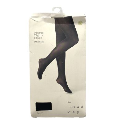 A New Day Opaque Tights Black 50 Denier Size M/L - 1 Pair