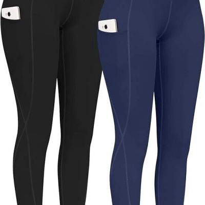 2 Pack High Waist Yoga Pants, Pocket Yoga Pants Tummy Control Workout Running 4