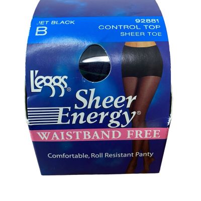 Leggs Sheer Energy 92881 Sz B Jet Black Medium Support Leg Sheer Panty Pantyhose