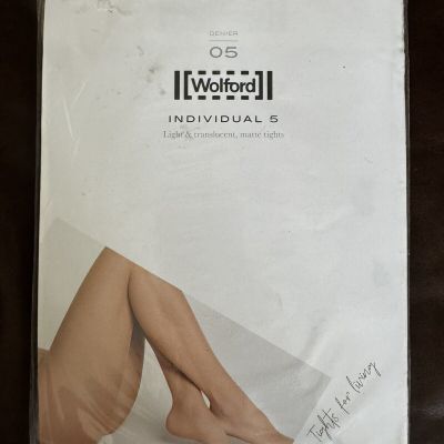 Wolford Individual 5 Light & Translucent Matte Tights Size XS Honey New