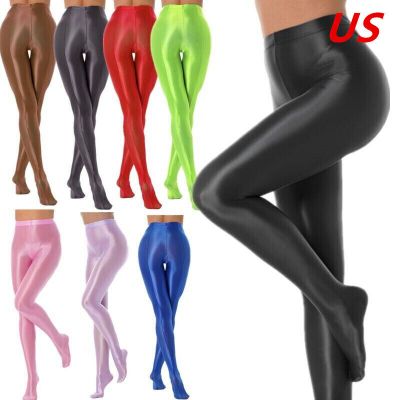 US Womens Glossy Pantyhose Stretchy Tights Yoga Sport Tummy Thigh-high Stockings