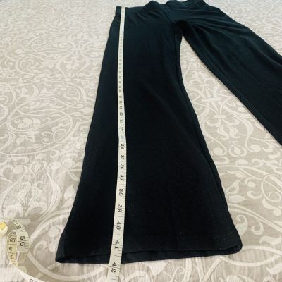 Hue Studio Leggings Women Size Small Black Flare Leg Wide Waistband Cotton NWT