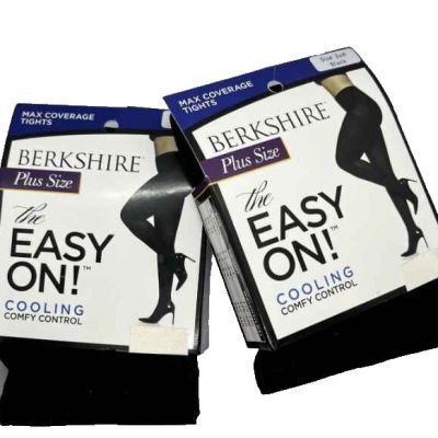 Berkshire women's Easy on Max Coverage 2 pack Tights - Plus size 3X / 4X - Black