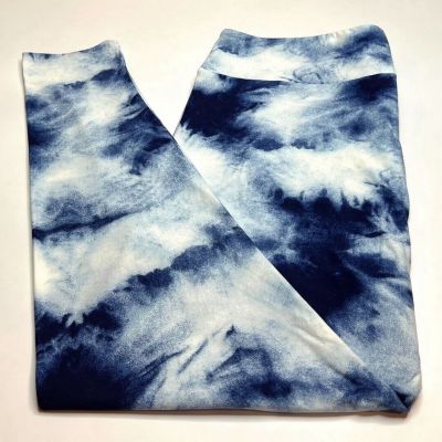 NEW LuLaRoe TC2 Leggings BLUE WHITE Ocean Water TIE DYE Modern Nautical Spooky