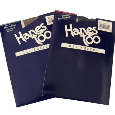 2 Pair Hanes Too Day Sheers Control Top & Sheer Sandlefoot Hosiery Size EF NIP