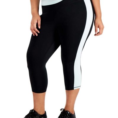 allbrand365 designer Women Activewear Plus Size Colorblock Capri Leggings,2X