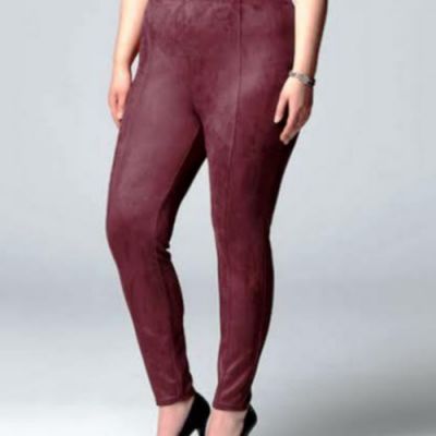 Vera Wang Faux Suede Leggings Deep Burgundy Simply Vera Plus Size 1X NWT