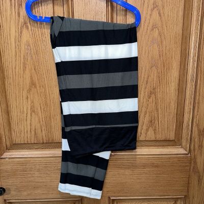 LulaRoe TC2 Leggings Black/White/Gray - Stripes New with Tags