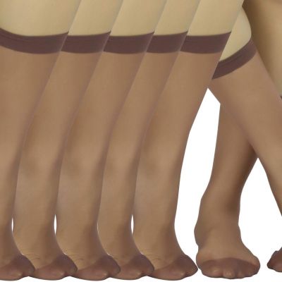 Women's Pack Of 6 Sheer Nylon Ankle To Mid-Calf Short Stockings - French Coff...