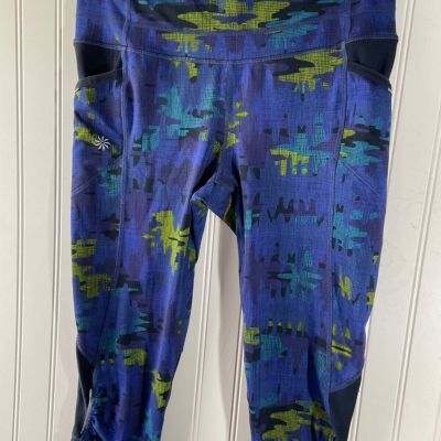 Athleta Womens Pants Blue Green Size Small High Rise Blue Green Capri