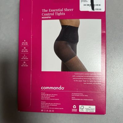 COMMANDO Black Essential Sheer Control Tights Size Large New
