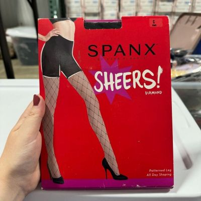 Spanx Sheers! Diamond Patterned Tights Black Size C