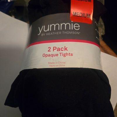 Yummie by Heather Thomson Opaque Tights 2 pack black Medium new with tags