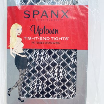 Spanx Uptown Tight End Tights Size A Black Diamond Micro Fishnet Halloween NEW