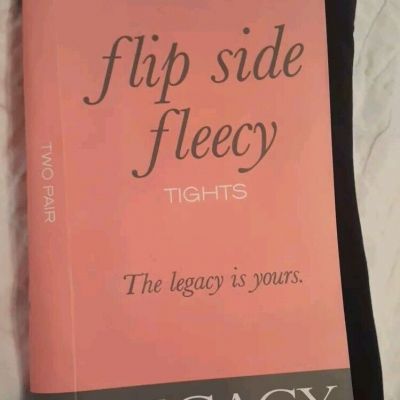 Legacy QVC  Set of 2 Flip Side Fleecy Tights - Black Size D A217083 NEW