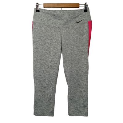 Nike leggings womens size M gray pink yoga crop dri-fit workout training gym