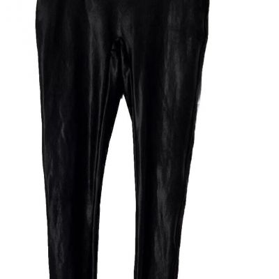 SPANX Womens Medium High Waist Faux Leather Black Coated Leggings NWT $98