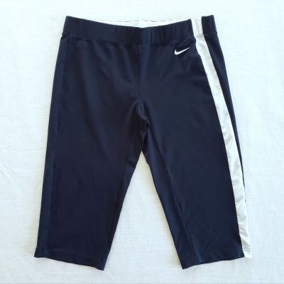 Nike Leggings Women M Navy Blue Cropped Activewear Pants Running Yoga Athleisure