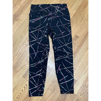 Zyia Active Black Metallic Abstract Splatter High Rise 7/8 workout legging 8/10