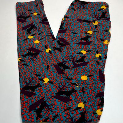 NEW LuLaRoe OS Leggings TURQUOISE ORANGE Wolf Moon Werewolf  HALLOWEEN Bat DOT