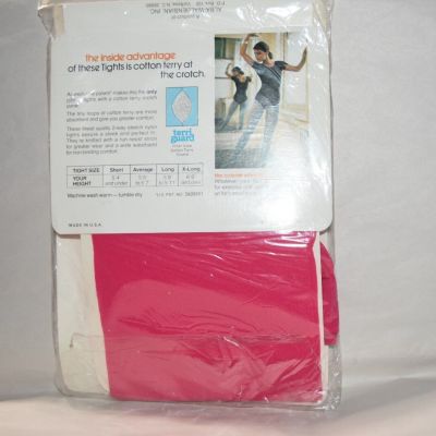 Vintage Terri Guard tights pantyhose seamless run-resist HOT PINK  ~ Average