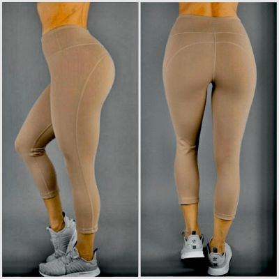 BuffBunny Tan High Rise Capri Length Athletic Workout Leggings Size XS