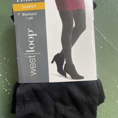 West Loop Shaper Blackout 1 pair Size XL Black Tights New