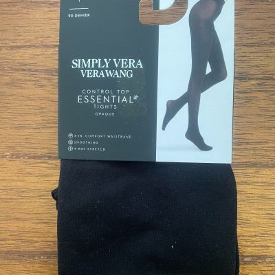 Women's Simply Vera Wang Black Control Top Essential Opaque Tights Size 1,2,3