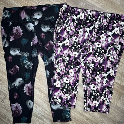 2 Pair of LIVI Womens Pants Size 26/28 (1 Capri & 1 Longer) Floral Print. Good